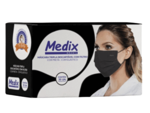 Máscara Descartável Preta - Medix - Caixa com 50 Unidades