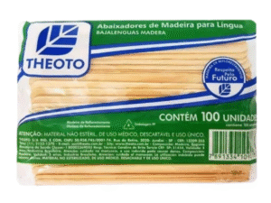 Palito Abaixador de Língua Descartável - Theoto - Pacote com 100 Unidades